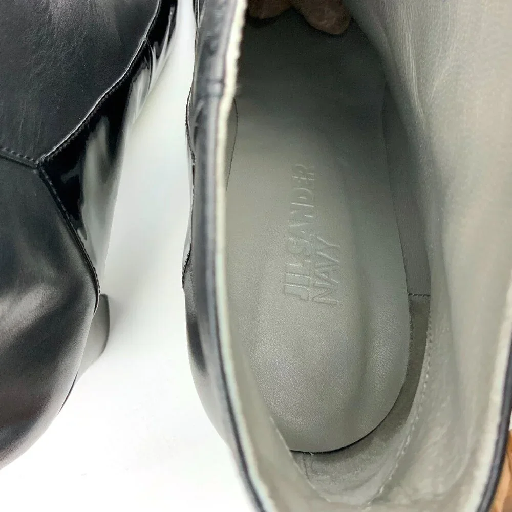 Jil Sander Navy Line Black Mix Leather Ankle Slip-OnBoots Sz 8 - Picture 7 of 16